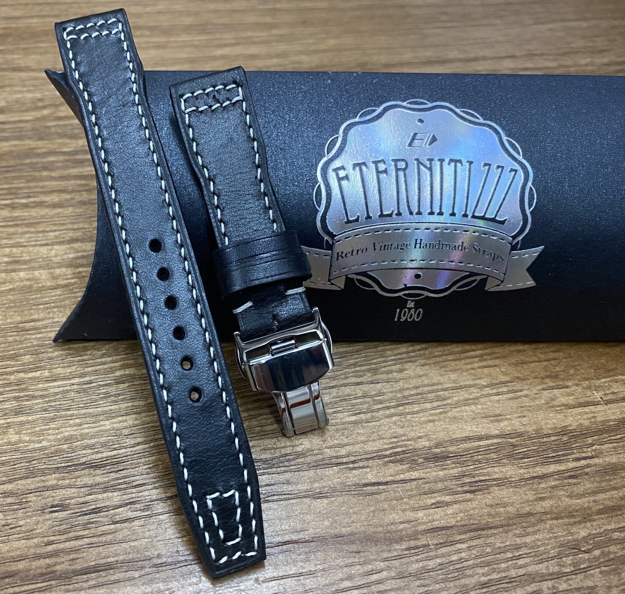 Watch Straps Black leather strap with pin buckle