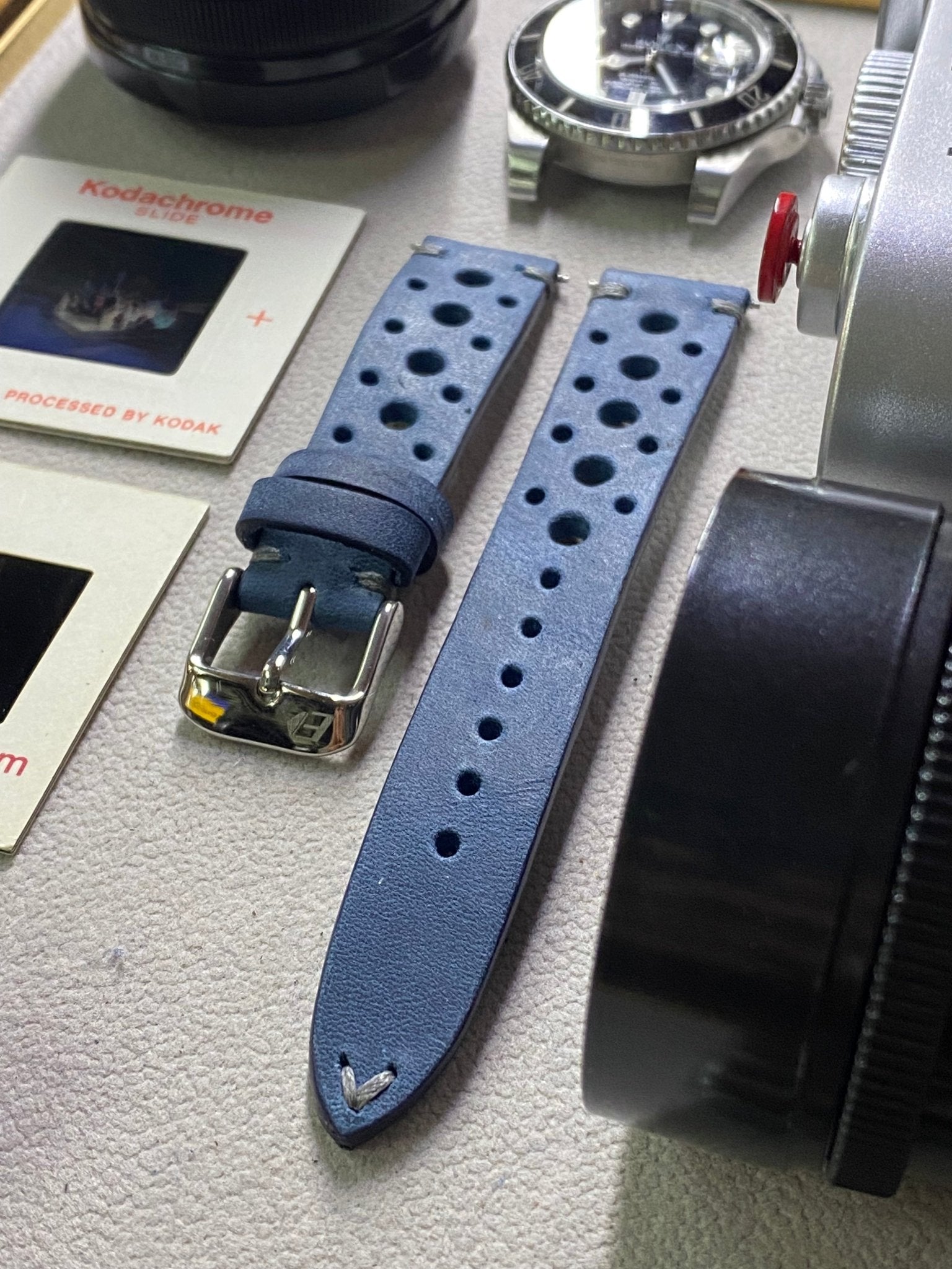 Watch Bands Leather, Handmade Blue rallye watch straps, wristwatch bands, wrist band 20mm 22mm, Gift Ideas for boyfriend