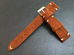 Vintage Style Leather Watch Strap 20mm 19mm 18mm, Brown Suede Leather Watch Band Replacement