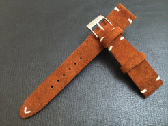 20mm Leather Watch Strap, Suede Leather Watch Strap, Brown Watch Band for Rolex and IWC, Omega - eternitizzz-straps-and-accessories