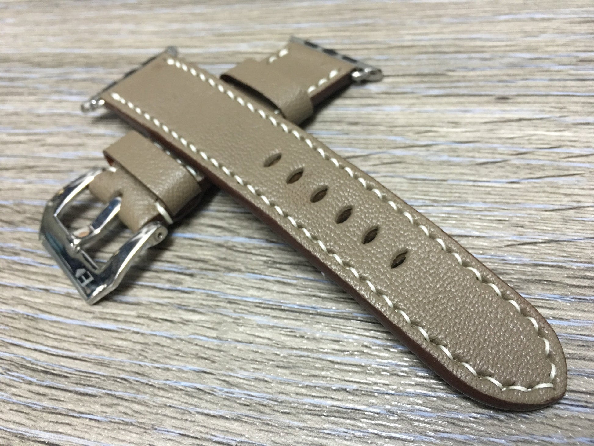 Apple Watch Band, Apple Watch 44mm 42mm Strap, Elephant Gray Leather Watch Strap For Apple Watch Hermes 38mm & Apple Watch 40mm - eternitizzz-straps-and-accessories