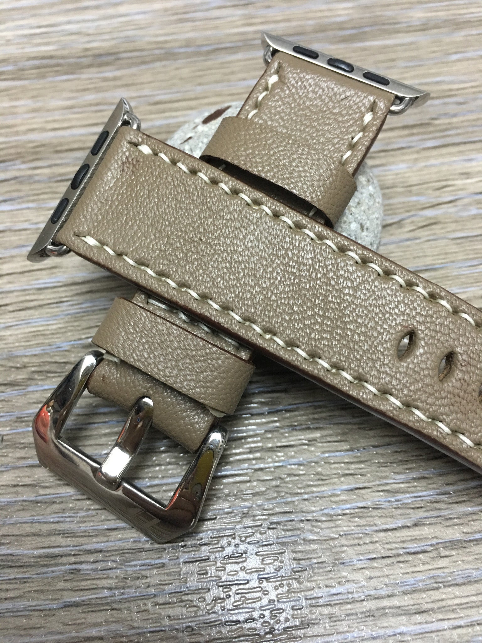 Apple Watch Band, Apple Watch 44mm 42mm Strap, Elephant Gray Leather Watch Strap For Apple Watch Hermes 38mm & Apple Watch 40mm - eternitizzz-straps-and-accessories