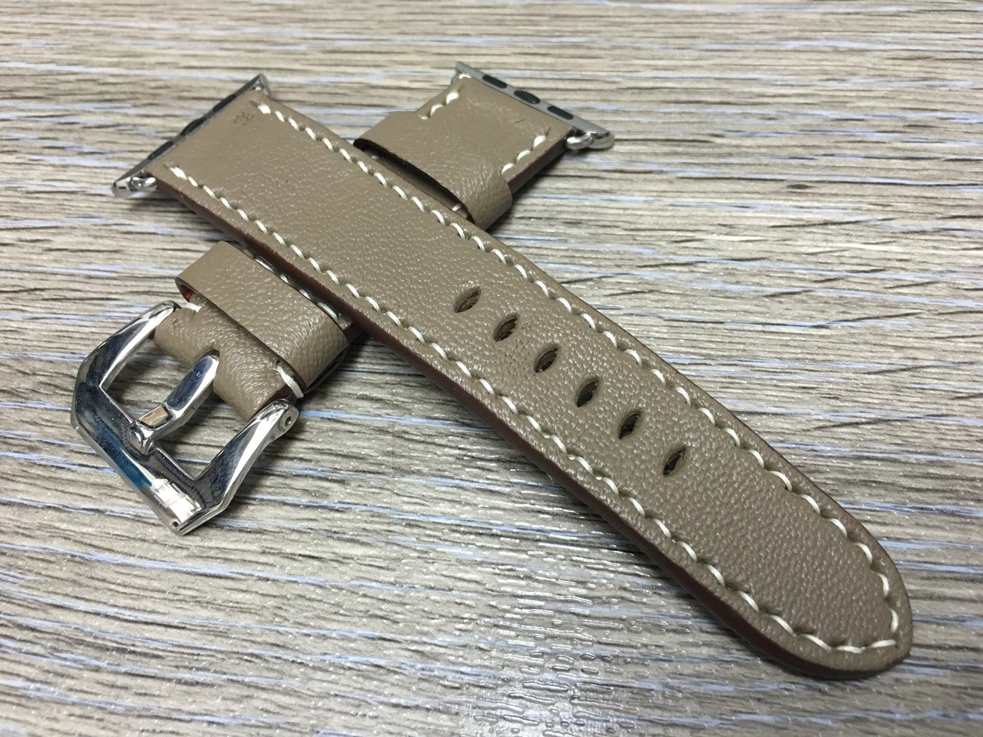 Apple Watch Band, Apple Watch 44mm 42mm Strap, Elephant Gray Leather Watch Strap For Apple Watch Hermes 38mm & Apple Watch 40mm - eternitizzz-straps-and-accessories