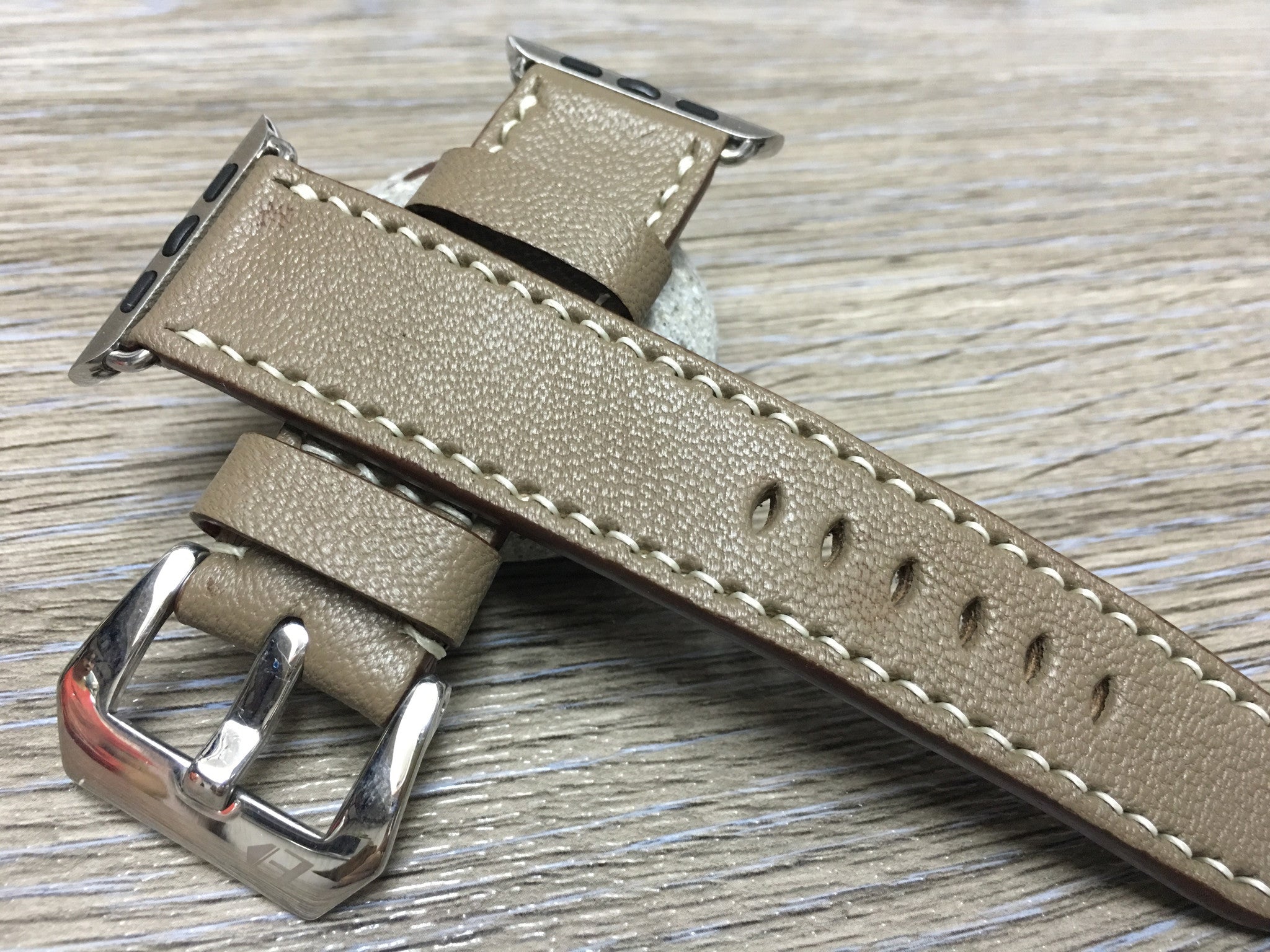 Apple Watch Band, Apple Watch 44mm 42mm Strap, Elephant Gray Leather Watch Strap For Apple Watch Hermes 38mm & Apple Watch 40mm - eternitizzz-straps-and-accessories