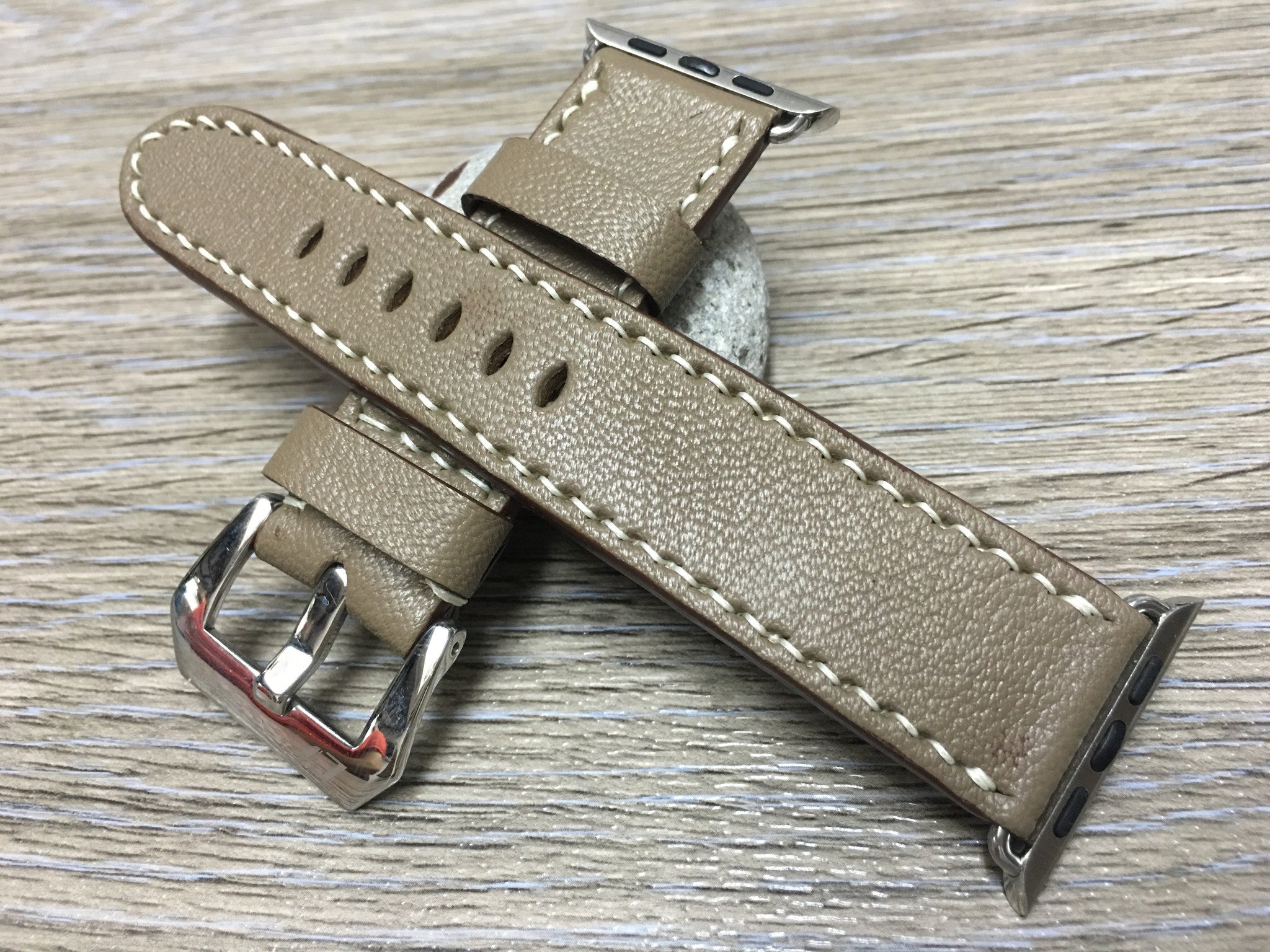 Apple Watch Band, Apple Watch 44mm 42mm Strap, Elephant Gray Leather Watch Strap For Apple Watch Hermes 38mm & Apple Watch 40mm - eternitizzz-straps-and-accessories