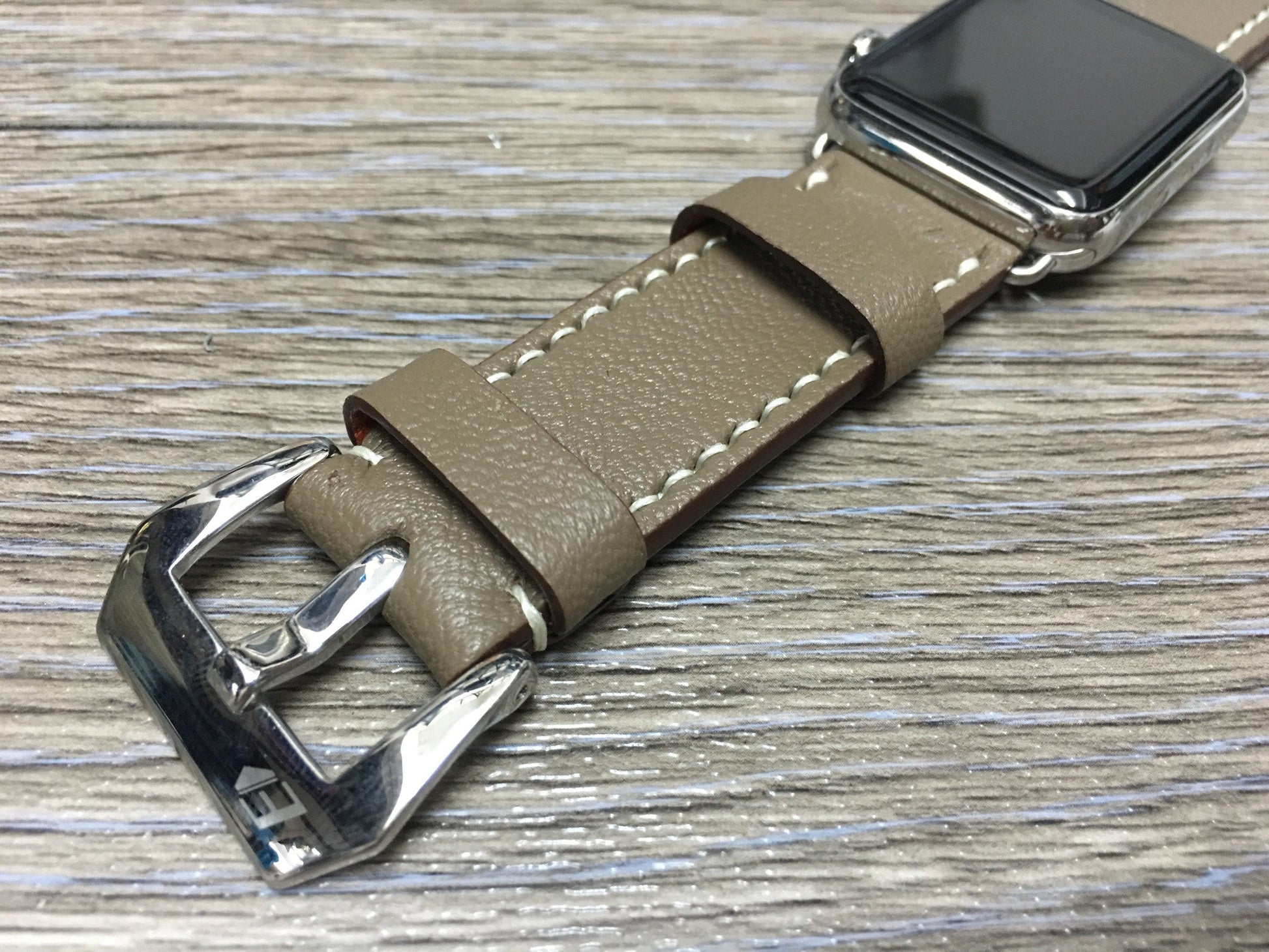 Apple Watch 46mm 45mm Ultra 2 Watch Band Strap, Elephant Gray Leather Watch Strap For Apple Watch Hermes 44mm & Apple Watch 41mm - eternitizzz-straps-and-accessories