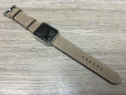 Apple Watch 46mm 45mm Ultra 2 Watch Band Strap, Elephant Gray Leather Watch Strap For Apple Watch Hermes 44mm & Apple Watch 41mm - eternitizzz-straps-and-accessories