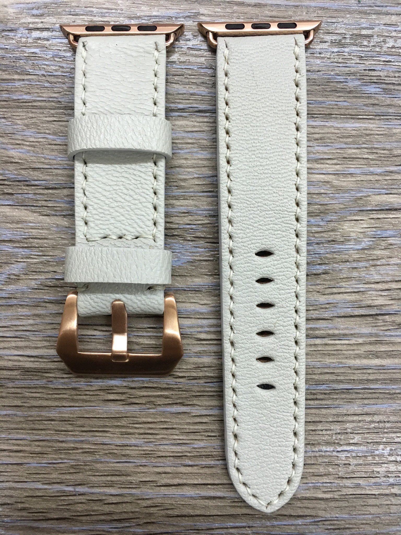 Apple Watch Series 5, Apple Watch 44mm 38mm, Apple Watch Bands, 42mm 40mm, Cream White Leather Watch Strap, Iwatch watch band - eternitizzz-straps-and-accessories