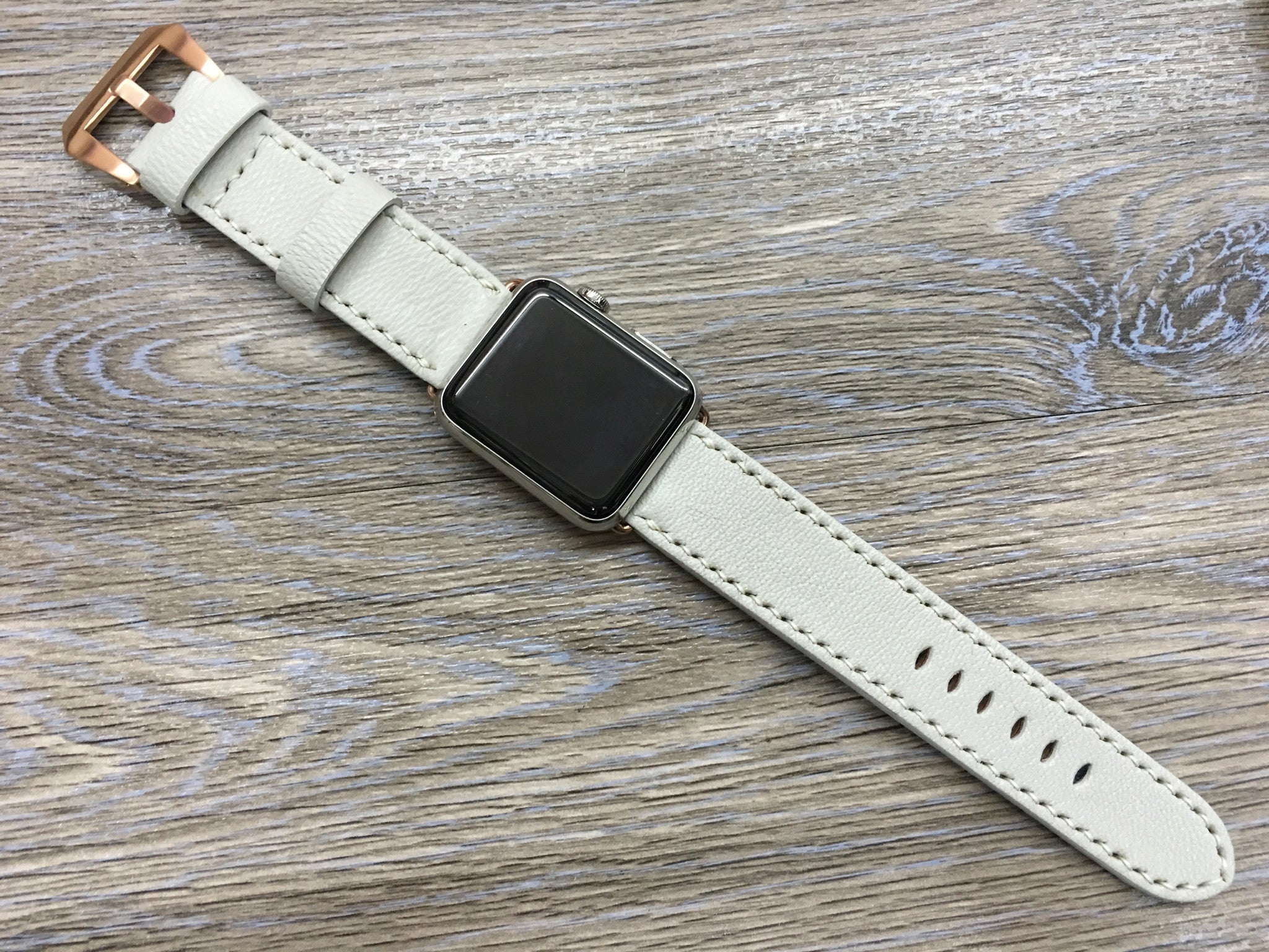 Apple Watch Series 5, Apple Watch 44mm 38mm, Apple Watch Bands, 42mm 40mm, Cream White Leather Watch Strap, Iwatch watch band - eternitizzz-straps-and-accessories