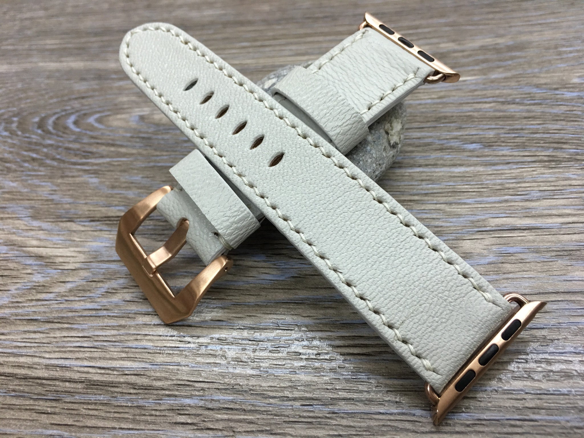 Apple Watch Series 5, Apple Watch 44mm 38mm, Apple Watch Bands, 42mm 40mm, Cream White Leather Watch Strap, Iwatch watch band - eternitizzz-straps-and-accessories