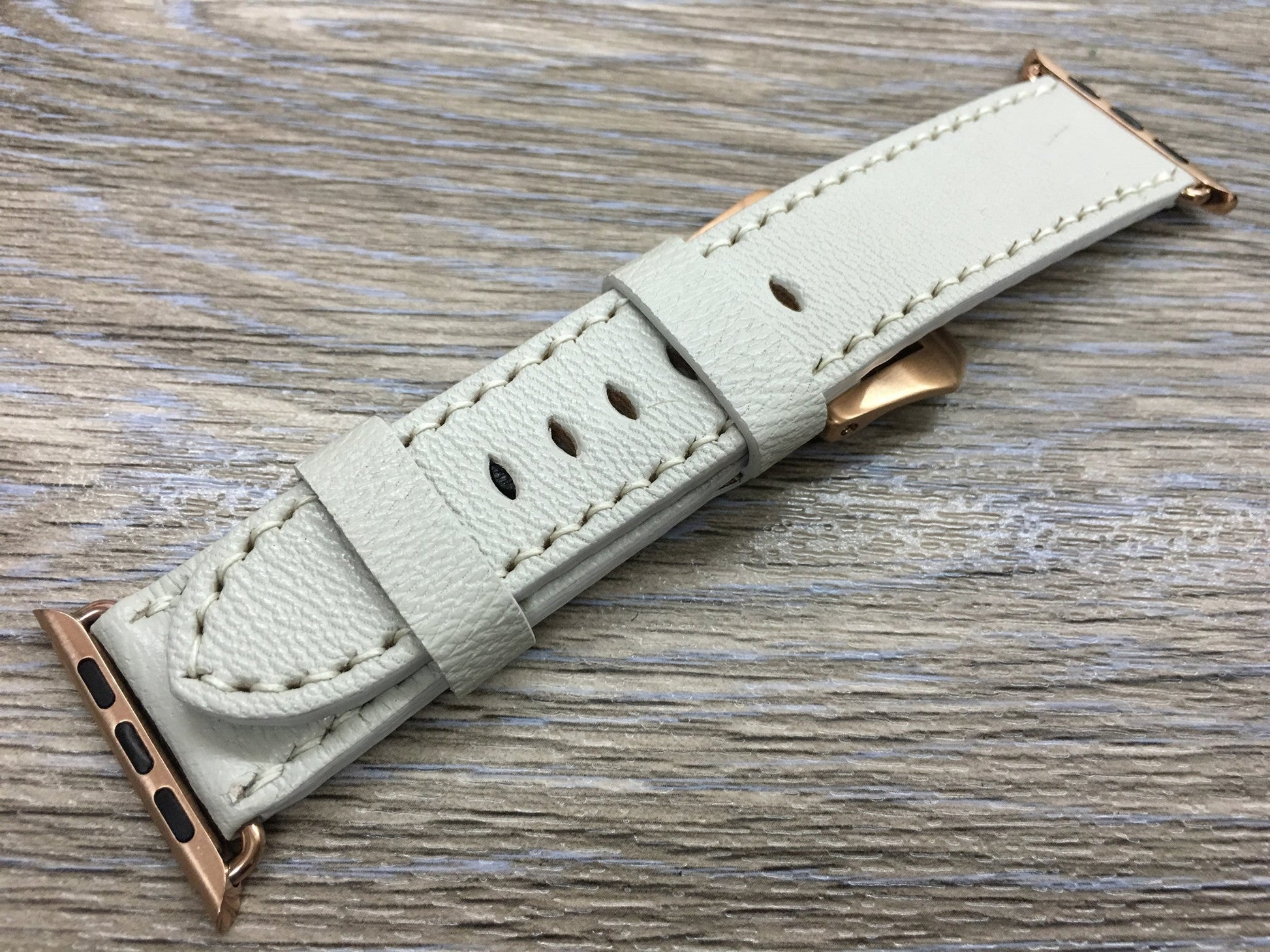 Apple Watch Series 5, Apple Watch 44mm 38mm, Apple Watch Bands, 42mm 40mm, Cream White Leather Watch Strap, Iwatch watch band - eternitizzz-straps-and-accessories