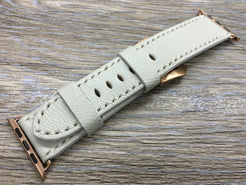 Apple Watch Series 5, Apple Watch 44mm 38mm, Apple Watch Bands, 42mm 40mm, Cream White Leather Watch Strap, Iwatch watch band - eternitizzz-straps-and-accessories