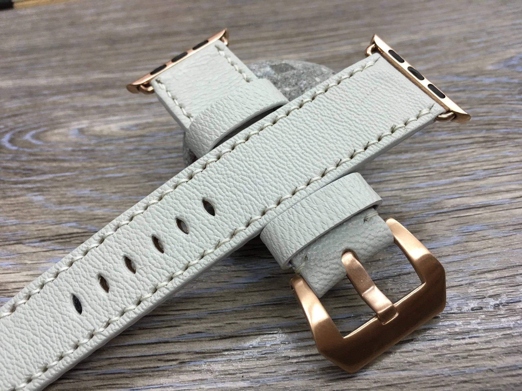 Apple Watch Series 5, Apple Watch 44mm 38mm, Apple Watch Bands, 42mm 40mm, Cream White Leather Watch Strap, Iwatch watch band - eternitizzz-straps-and-accessories