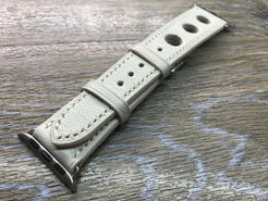 Apple Watch 40mm 44mm, Single Tour Rallye, Apple Watch 38mm, Apple Watch Band, Leather Watch Band, Apple Watch Strap, Cream White, Apple Watch 42mm - eternitizzz-straps-and-accessories