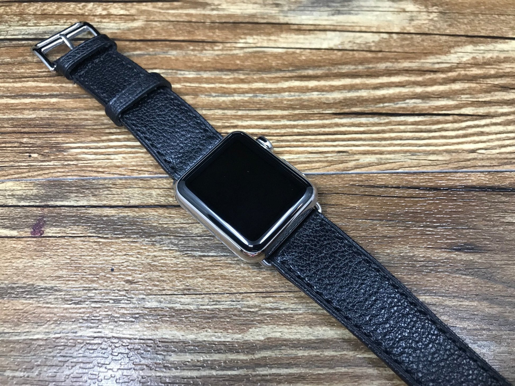 Apple Watch Hermes, Apple Watch 44mm 40mm, Apple Watch Series 5, Black Togo Leather, Double Tour Series 4, Apple Watch Band Straps - eternitizzz-straps-and-accessories