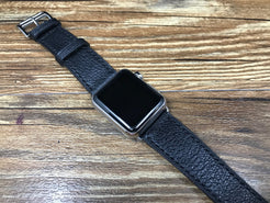 Apple Watch Hermes, Apple Watch 44mm 40mm, Apple Watch Series 5, Black Togo Leather, Double Tour Series 4, Apple Watch Band Straps - eternitizzz-straps-and-accessories