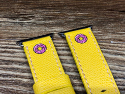 Apple Watch Bands for Space Gray 45mm, iWatch Straps, Simpsons Dounts Yellow Apple Watch Bands Series 6 for Apple Watch 42mm 41mm, Handmade Smartwatch iWatch Band