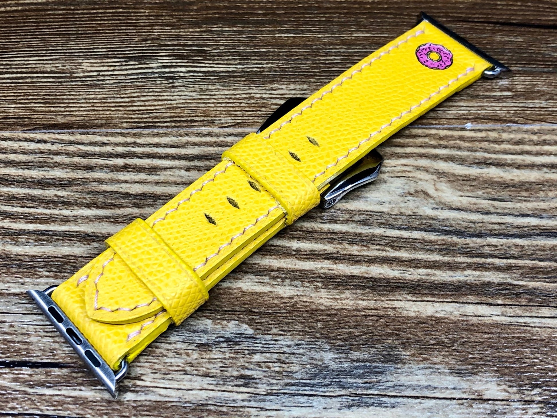 Apple Watch Bands for Space Gray 45mm, iWatch Straps, Simpsons Dounts Yellow Apple Watch Bands Series 6 for Apple Watch 42mm 41mm, Handmade Smartwatch iWatch Band