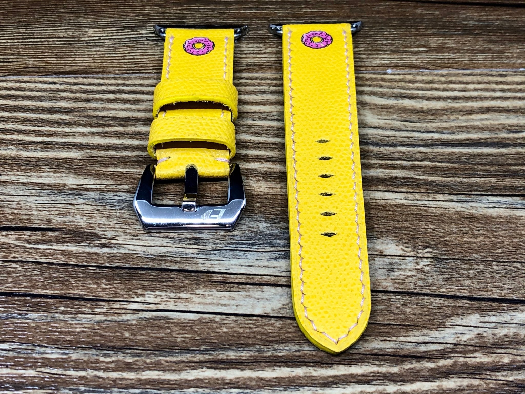 Apple Watch Bands for Space Gray 45mm, iWatch Straps, Simpsons Dounts Yellow Apple Watch Bands Series 6 for Apple Watch 42mm 41mm, Handmade Smartwatch iWatch Band