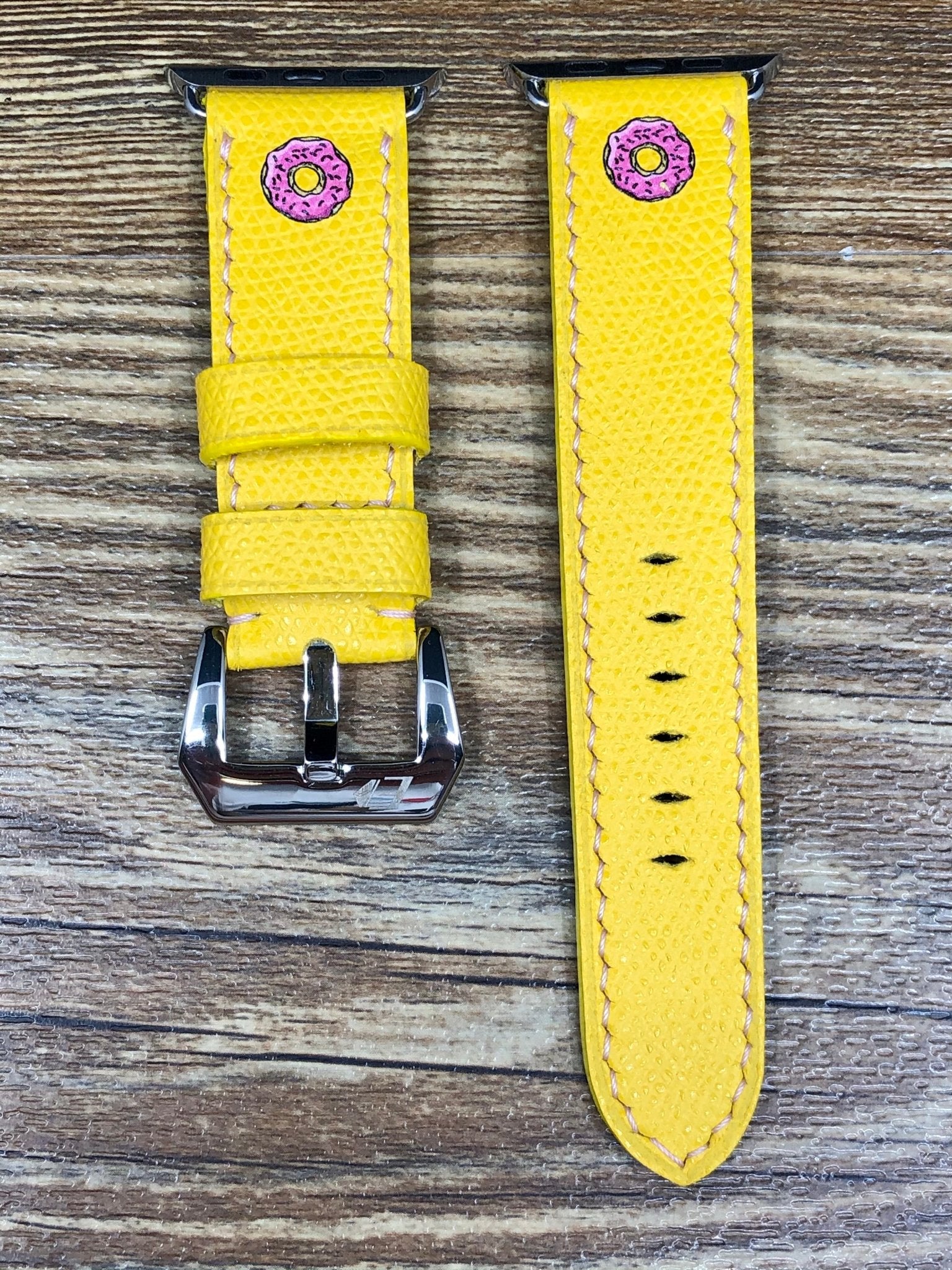 Apple Watch Bands for Space Gray 45mm, iWatch Straps, Simpsons Dounts Yellow Apple Watch Bands Series 6 for Apple Watch 42mm 41mm, Handmade Smartwatch iWatch Band