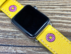 Apple Watch Bands for Space Gray 45mm, iWatch Straps, Simpsons Dounts Yellow Apple Watch Bands Series 6 for Apple Watch 42mm 41mm, Handmade Smartwatch iWatch Band