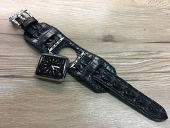 Apple Watch 44mm, 42mm, Apple Watch Band & Strap, Apple Watch Hermes, Black Alligator Bund Strap 38mm 40mm - eternitizzz-straps-and-accessories