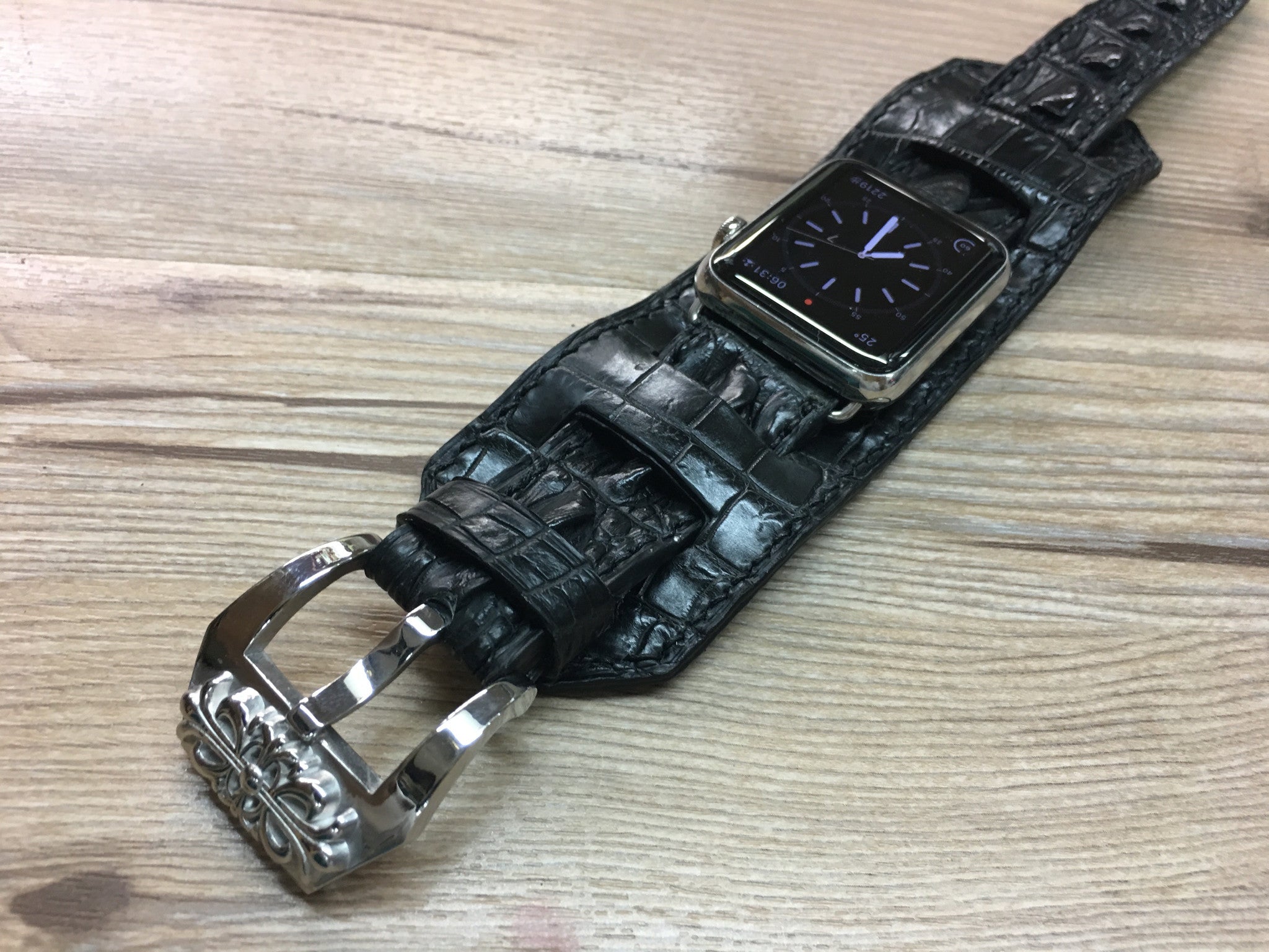 Apple Watch 44mm, 42mm, Apple Watch Band & Strap, Apple Watch Hermes, Black Alligator Bund Strap 38mm 40mm - eternitizzz-straps-and-accessories