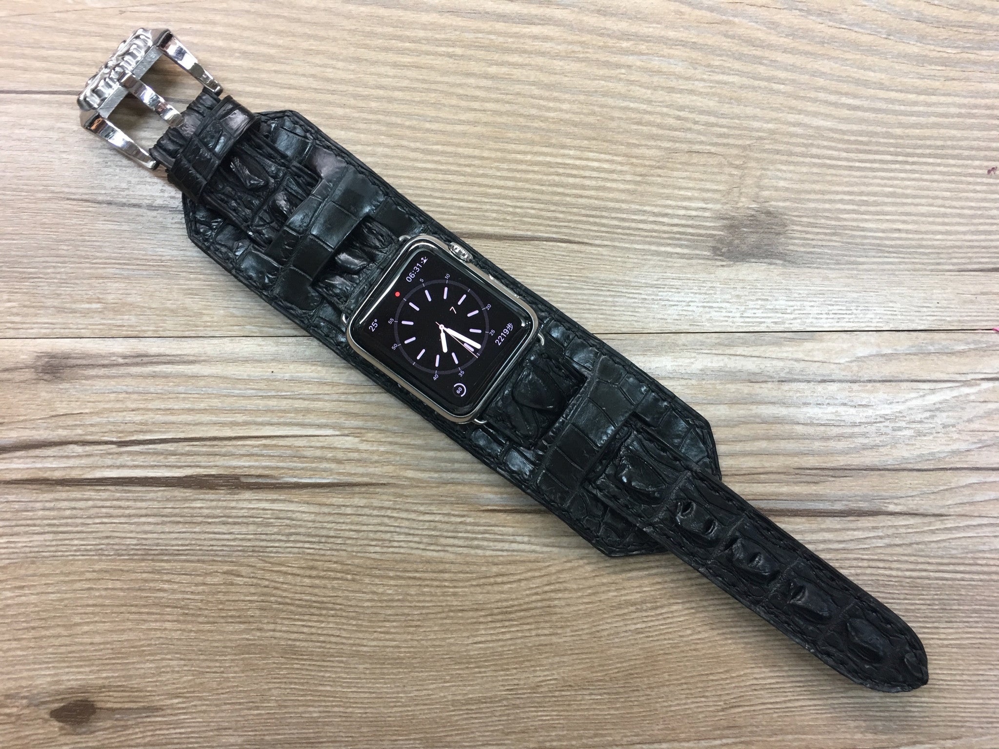 Apple Watch 44mm, 42mm, Apple Watch Band & Strap, Apple Watch Hermes, Black Alligator Bund Strap 38mm 40mm - eternitizzz-straps-and-accessories