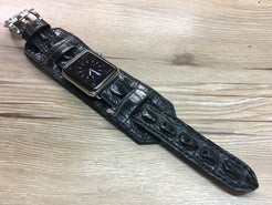 Apple Watch 44mm, 42mm, Apple Watch Band & Strap, Apple Watch Hermes, Black Alligator Bund Strap 38mm 40mm - eternitizzz-straps-and-accessories