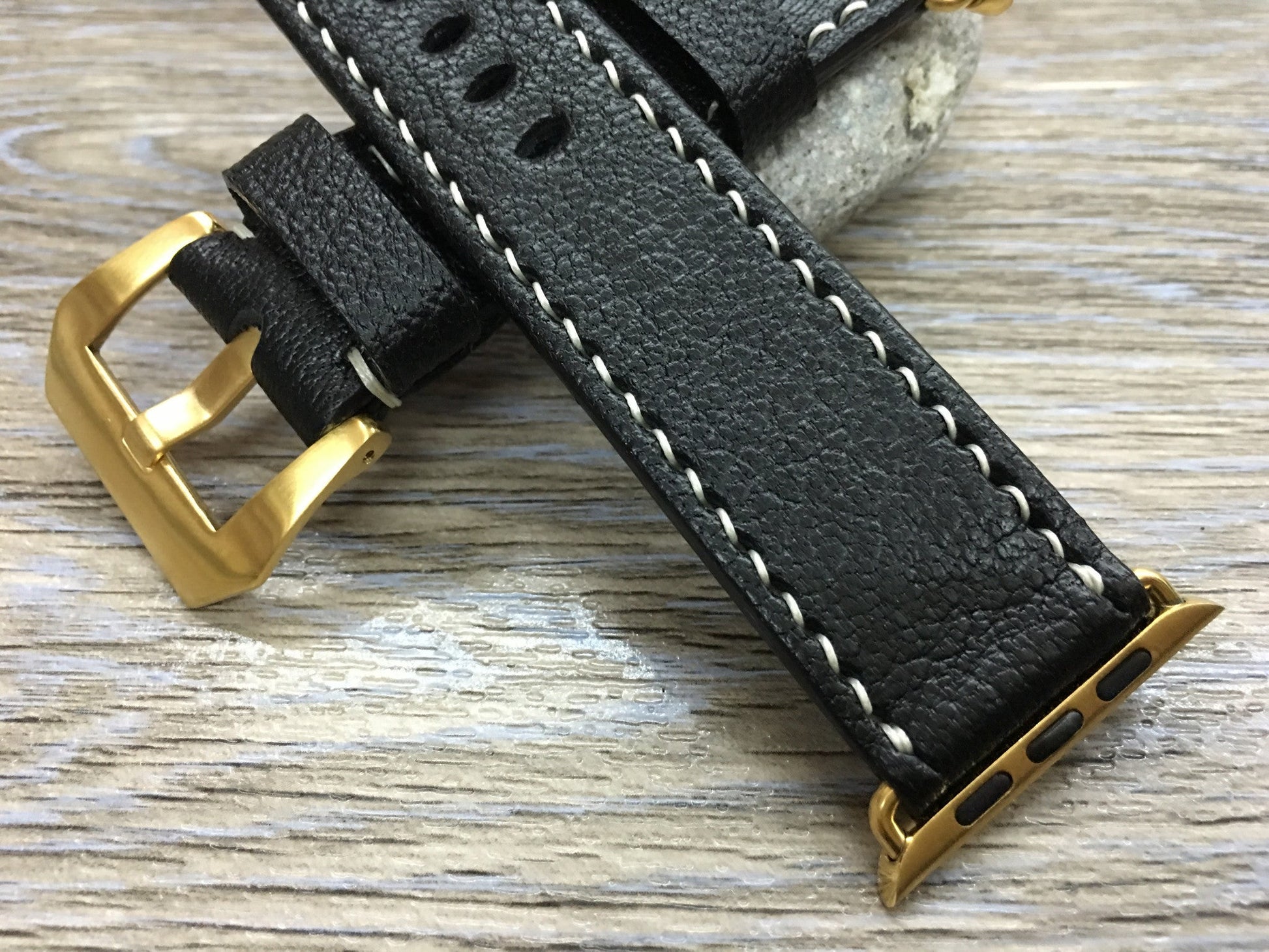 Apple Watch 44mm, Apple Watch Band, Apple Watch 40mm 38mm 42mm, Black Leather Watch Strap for iWatch Series 1 2 3 4 - eternitizzz-straps-and-accessories