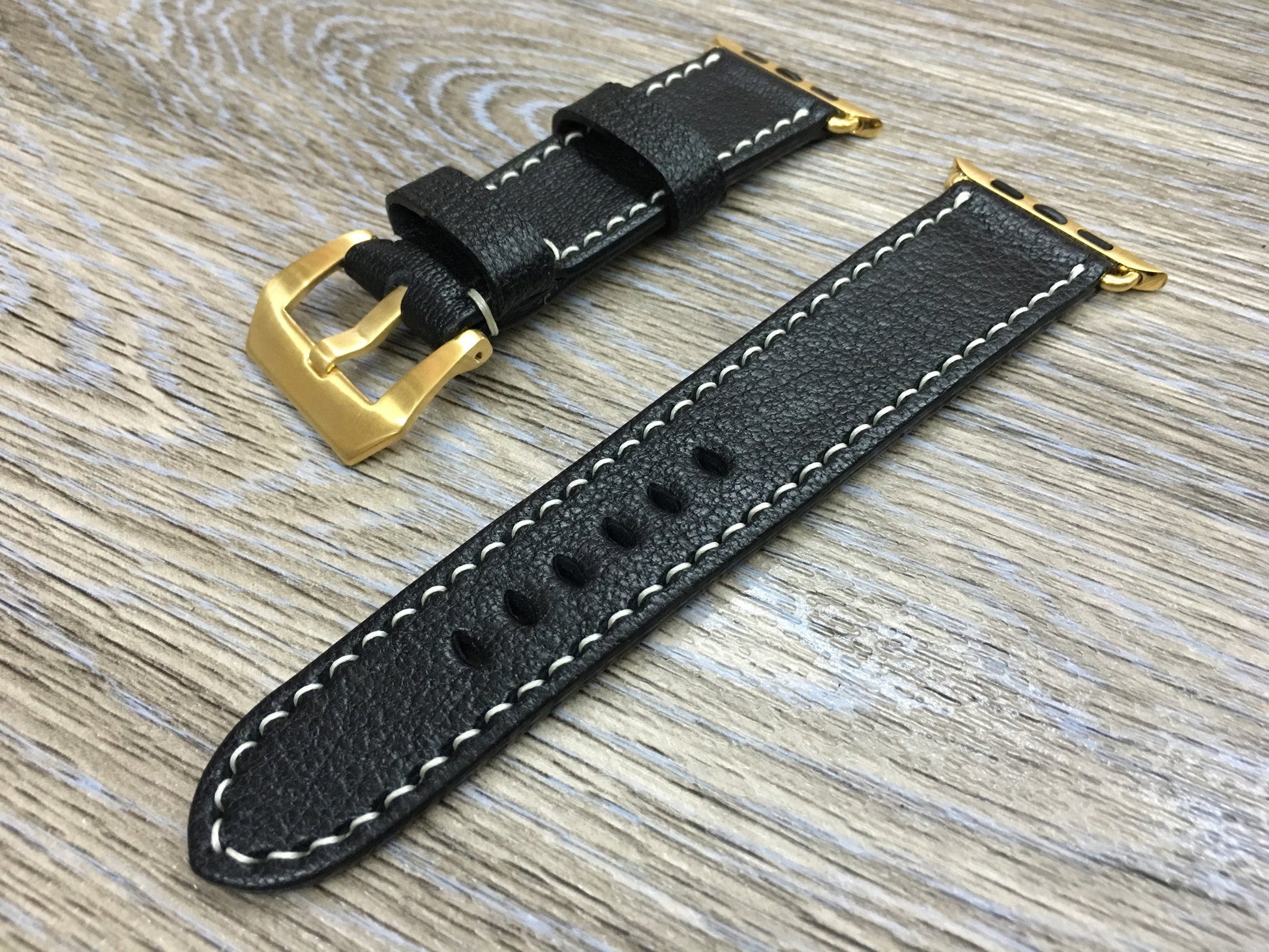 Apple Watch 44mm, Apple Watch Band, Apple Watch 40mm 38mm 42mm, Black Leather Watch Strap for iWatch Series 1 2 3 4 - eternitizzz-straps-and-accessories