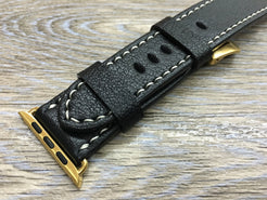 Apple Watch 44mm, Apple Watch Band, Apple Watch 40mm 38mm 42mm, Black Leather Watch Strap for iWatch Series 1 2 3 4 - eternitizzz-straps-and-accessories