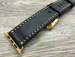 Apple Watch 44mm, Apple Watch Band, Apple Watch 40mm 38mm 42mm, Black Leather Watch Strap for iWatch Series 1 2 3 4 - eternitizzz-straps-and-accessories