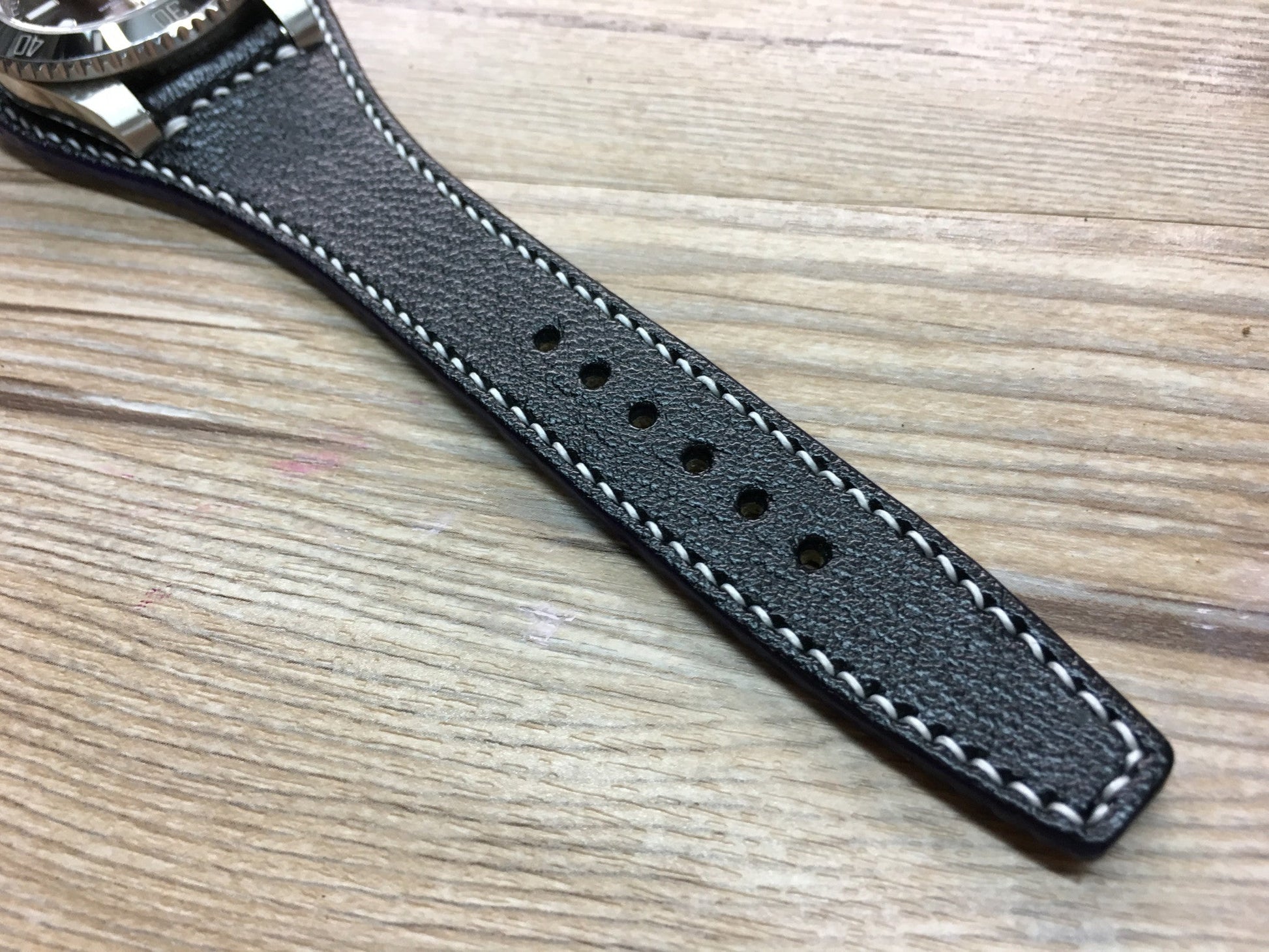 Leather Bund Straps, 20mm Watch straps, 20mm Watch bands, Black Watch Straps for Rolex Watches - FREE SHIPPING - eternitizzz-straps-and-accessories