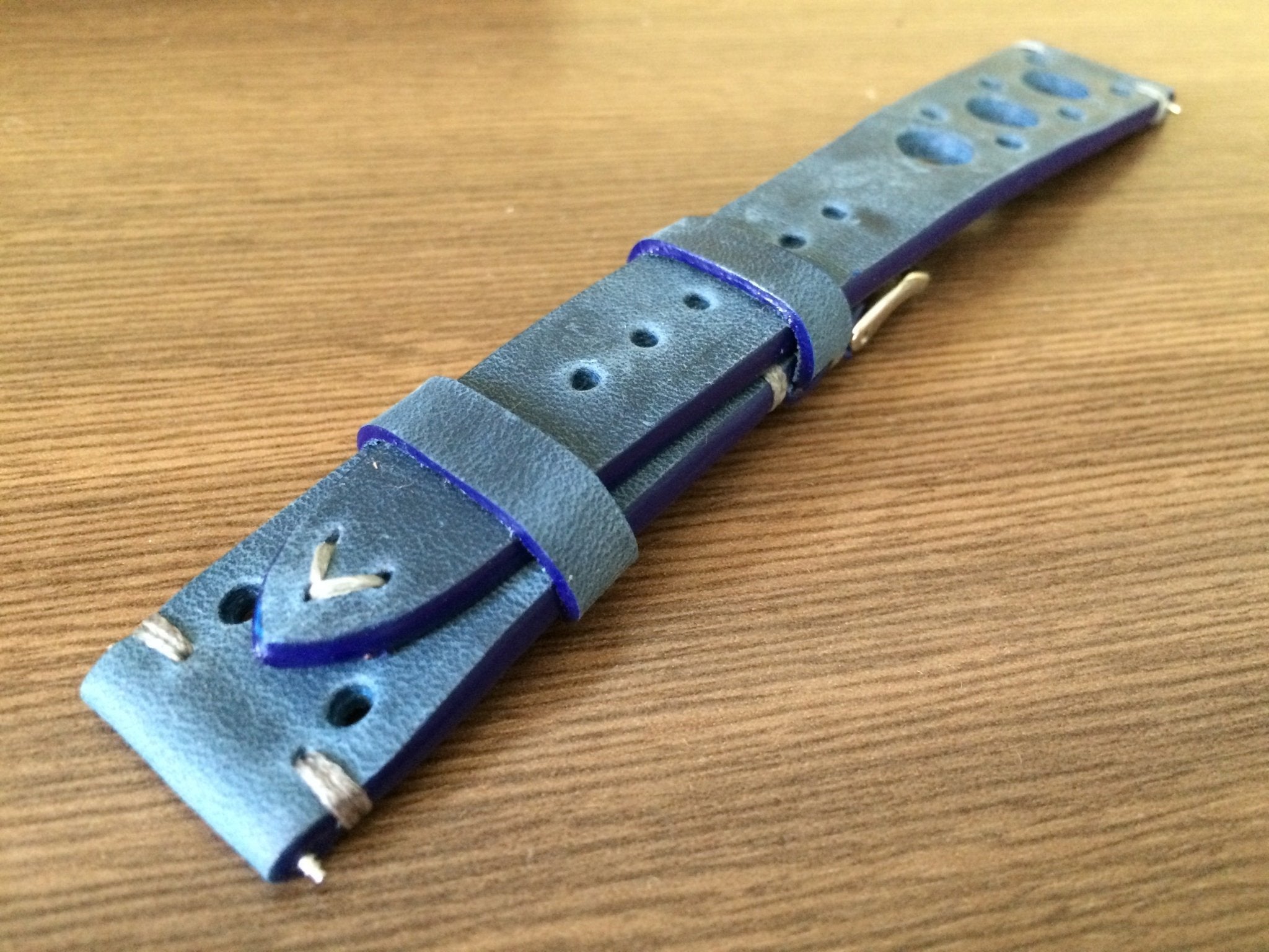 Blue Watch Straps, Rally & Racing Watch straps, 18mm 19mm and 20mm watch band, Leather watch band, 20mm strap, FREE SHIPPING - eternitizzz-straps-and-accessories