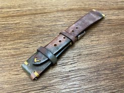 Leather Watch Straps, Leather watchband, watchstrap 20mm 19mm 18mm, Handmade Vintage watch straps, Ghost Camouflage Brown leather wristwatch Band, Replacement Watch straps