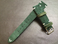 Green Suede Leather watch strap, 20mm Leather Watch band, 19mm Watch strap for Rolex, Tudor - 16mm Watch Buckle - eternitizzz-straps-and-accessories