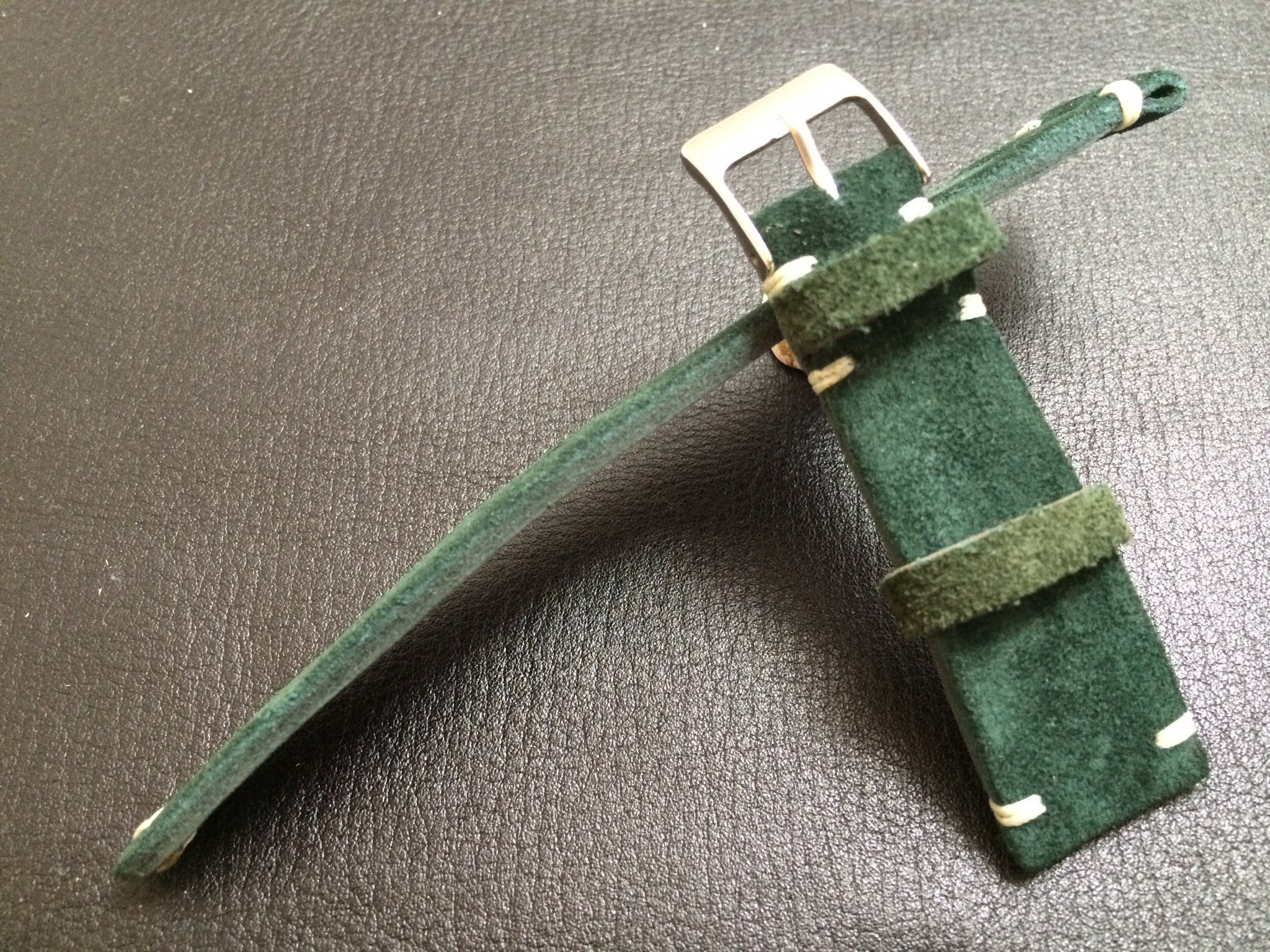 Green Suede Leather watch strap, 20mm Leather Watch band, 19mm Watch strap for Rolex, Tudor - 16mm Watch Buckle - eternitizzz-straps-and-accessories