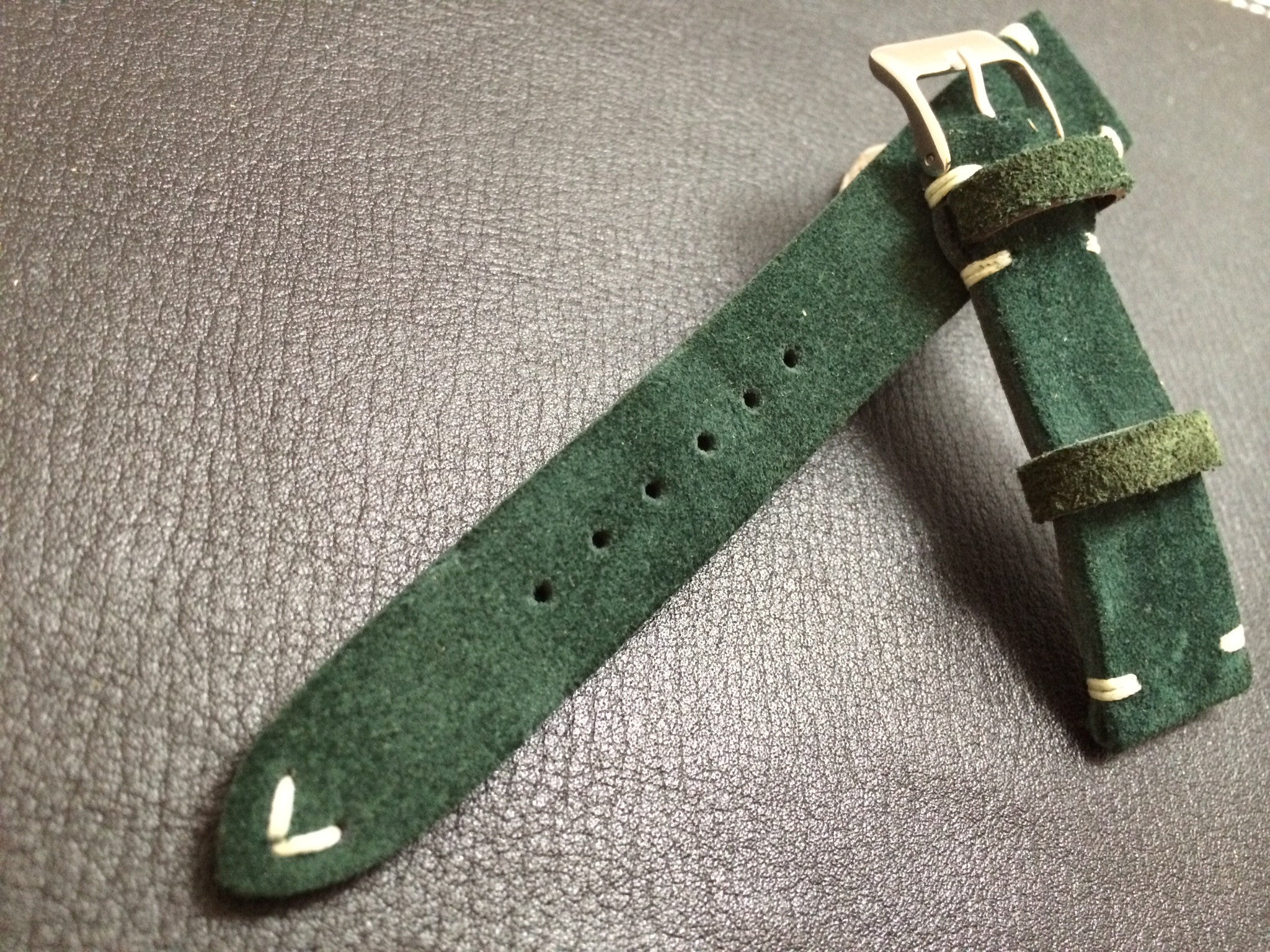 Green Suede Leather watch strap, 20mm Leather Watch band, 19mm Watch strap for Rolex, Tudor - 16mm Watch Buckle - eternitizzz-straps-and-accessories