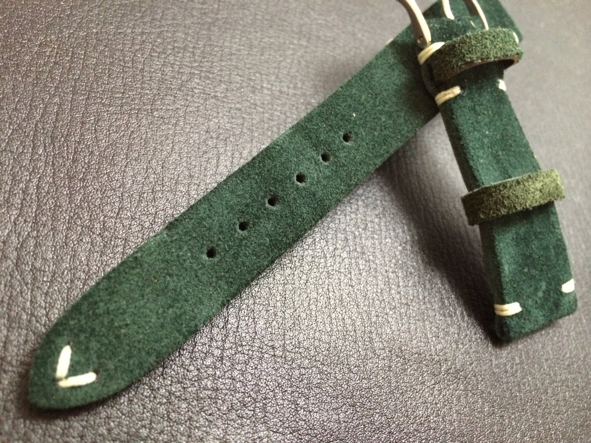 Green Suede Leather watch strap, 20mm Leather Watch band, 19mm Watch strap for Rolex, Tudor - 16mm Watch Buckle - eternitizzz-straps-and-accessories