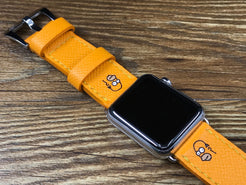 Homer Simpson Apple Watch Band, Apple Watch Leather Watch Band, Smart Watch Band, Handmade Yellow Apple Watch Ultra Watch Strap, iWatch Band 45mm