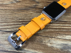 Homer Simpson Apple Watch Band, Apple Watch Leather Watch Band, Smart Watch Band, Handmade Yellow Apple Watch Ultra Watch Strap, iWatch Band 45mm