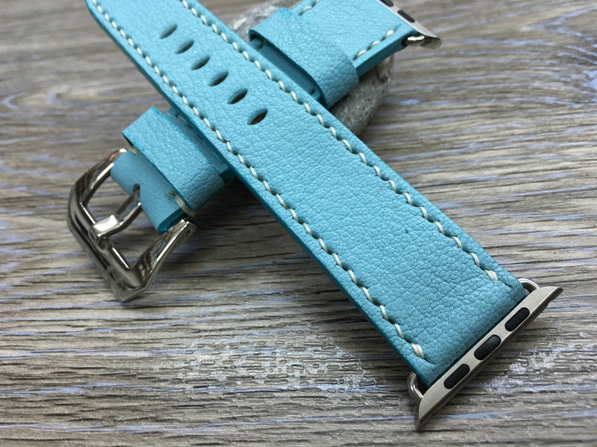 Apple Watch 38mm, 40mm Tiffany Blue Apple Watch Band, 44mm 42mm Watch Strap, Apple Watch Hermes, Leather Watch Strap - eternitizzz-straps-and-accessories