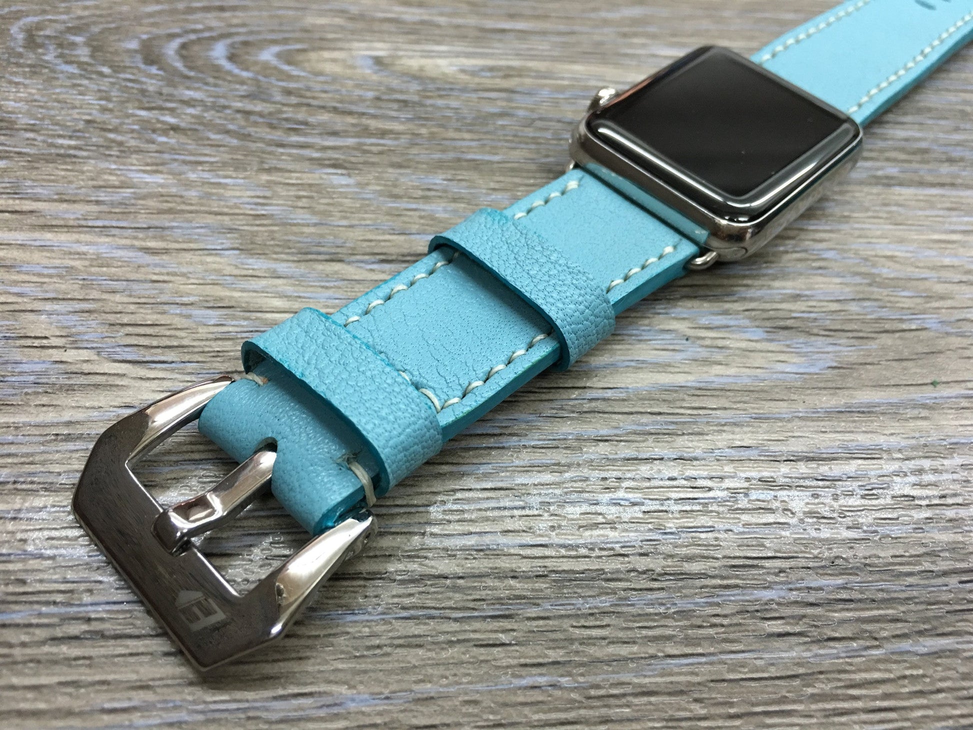 Apple Watch 38mm, 40mm Tiffany Blue Apple Watch Band, 44mm 42mm Watch Strap, Apple Watch Hermes, Leather Watch Strap - eternitizzz-straps-and-accessories