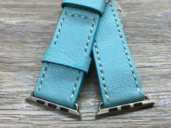 Apple Watch 38mm, 40mm Tiffany Blue Apple Watch Band, 44mm 42mm Watch Strap, Apple Watch Hermes, Leather Watch Strap - eternitizzz-straps-and-accessories