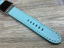 Apple Watch 38mm, 40mm Tiffany Blue Apple Watch Band, 44mm 42mm Watch Strap, Apple Watch Hermes, Leather Watch Strap - eternitizzz-straps-and-accessories