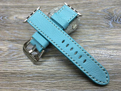 iWatch Band, Samsung Galaxy Watch Band, Leather Watch Strap, Valentines Day Handmade Christmas Gifts, Apple Watch Ultra Tiffany Blue Leather Watch Straps