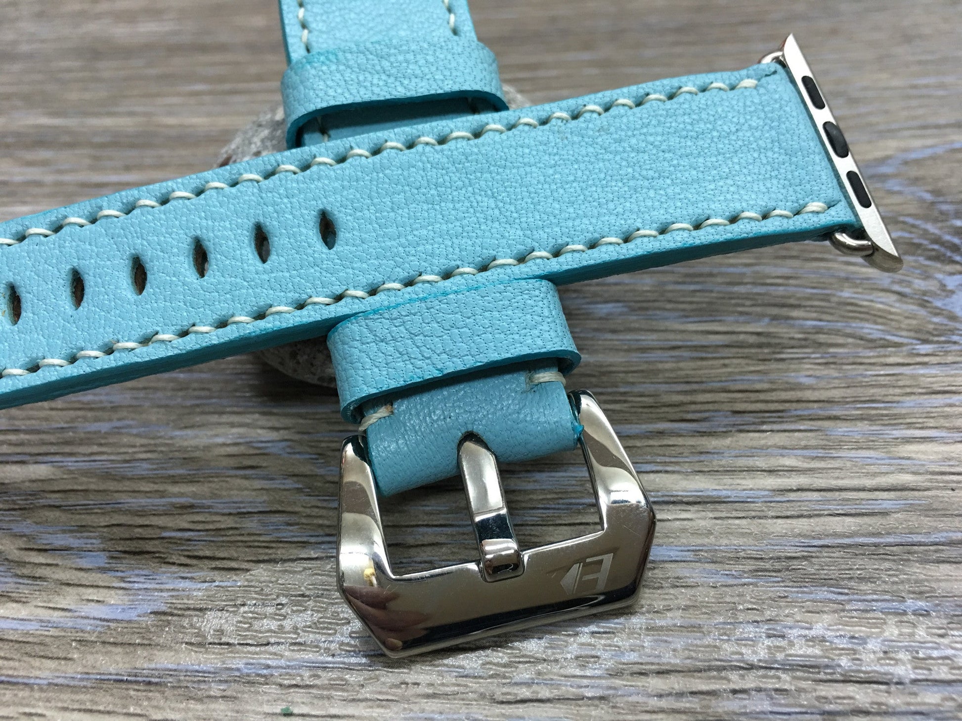 Apple Watch 38mm, 40mm Tiffany Blue Apple Watch Band, 44mm 42mm Watch Strap, Apple Watch Hermes, Leather Watch Strap - eternitizzz-straps-and-accessories