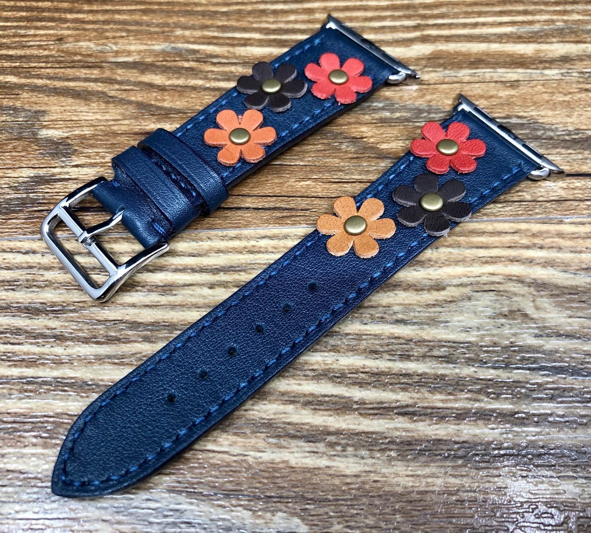 Apple Watch Series 5, Apple Watch Band, Single Tour Rallye, Blue Encre, Apple Watch 40mm, Apple Watch Band, Leather Watch Band, Apple Watch Strap - eternitizzz-straps-and-accessories