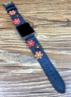 Apple Watch Series 5, Apple Watch Band, Single Tour Rallye, Blue Encre, Apple Watch 40mm, Apple Watch Band, Leather Watch Band, Apple Watch Strap - eternitizzz-straps-and-accessories